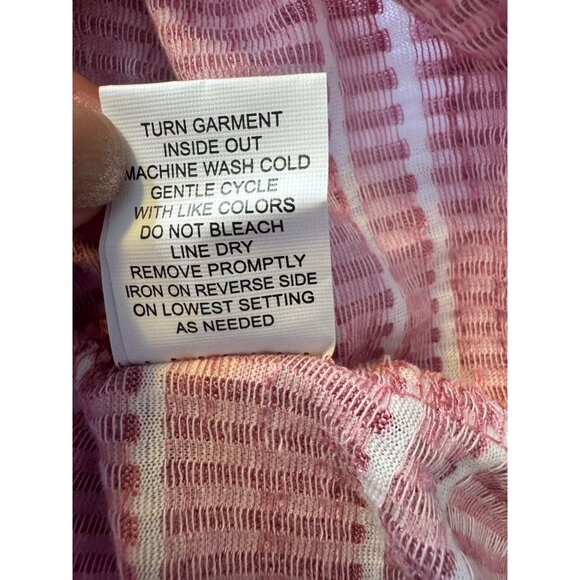 Notations Women Size 2X Tie Waist Button Up Shimmer Textured Stripe NWT - Picture 8 of 8